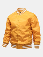 Men's Classic Baseball Bomber Jacket – Snap-Button Varsity Style Outerwear