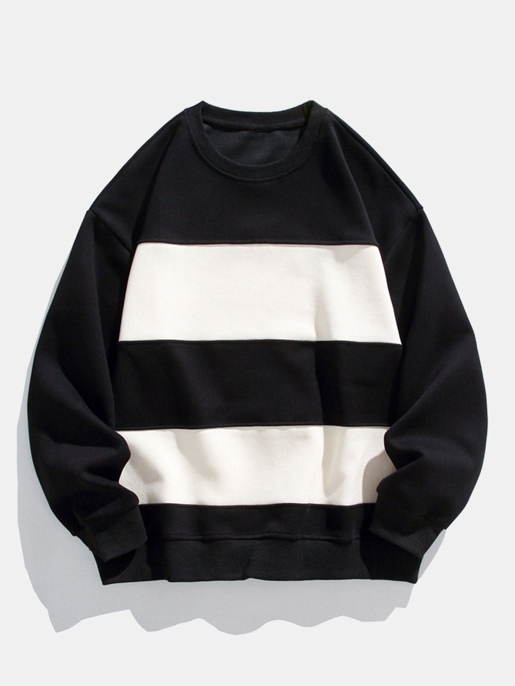 Men's Colour Block Crew Neck Sweatshirt – Relaxed Fit Cotton Blend Pullover