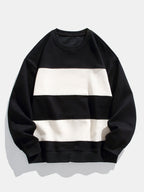 Men's Colour Block Crew Neck Sweatshirt – Relaxed Fit Cotton Blend Pullover