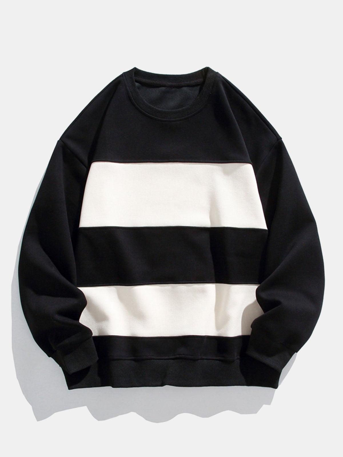 Men's Colour Block Crew Neck Sweatshirt – Relaxed Fit Cotton Blend Pullover