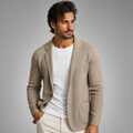 Men's Soft Wool-Blend Knit Cardigan with Suit Collar