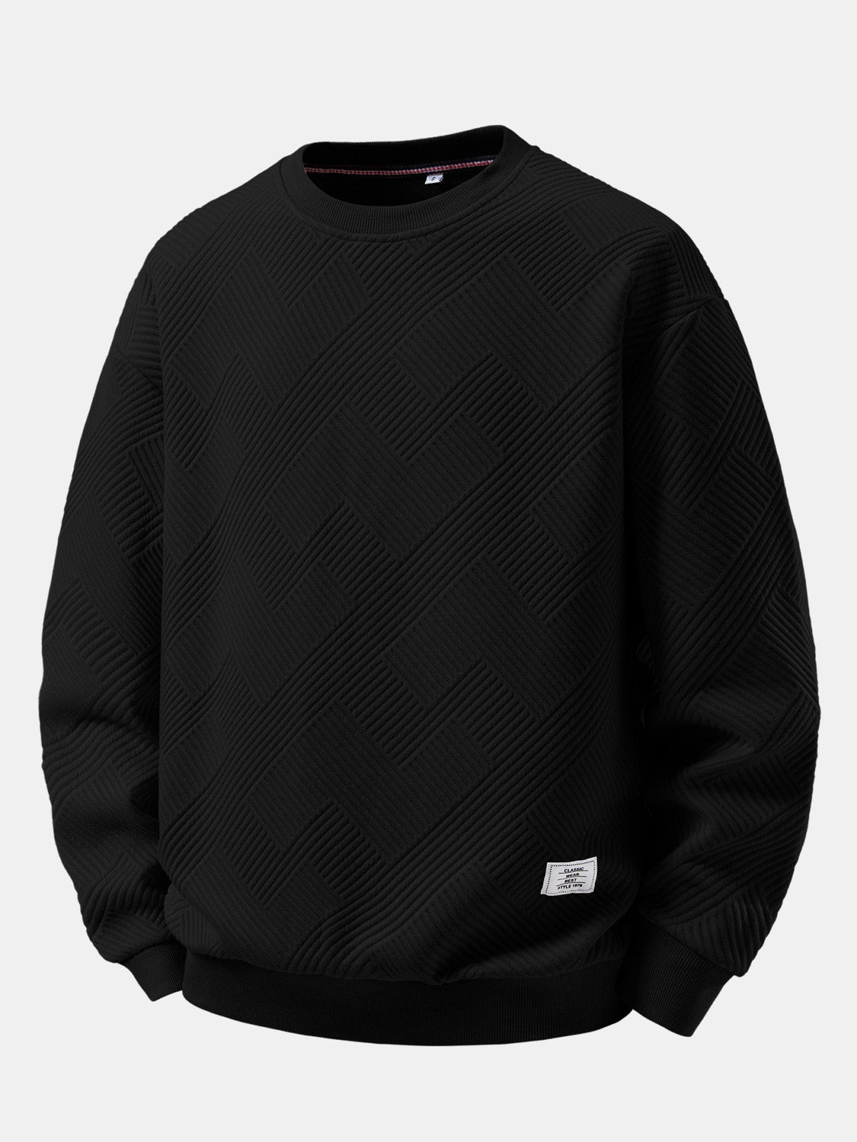 Men's Geometric Textured Crew Neck Sweatshirt