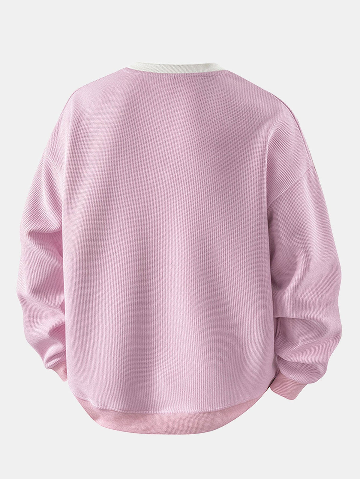 Men's Striped Waffle Crew Neck Sweatshirt