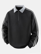 Men's Waffle Textured Quarter-Zip Polo Sweatshirt