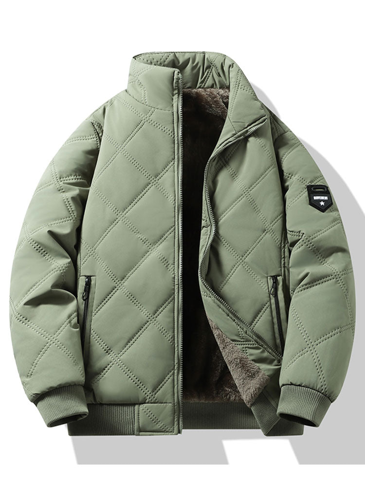Men's Faux Fur-Lined Quilted Winter Jacket