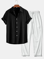 Men's Textured Two-Piece Set – 7 Colour Options