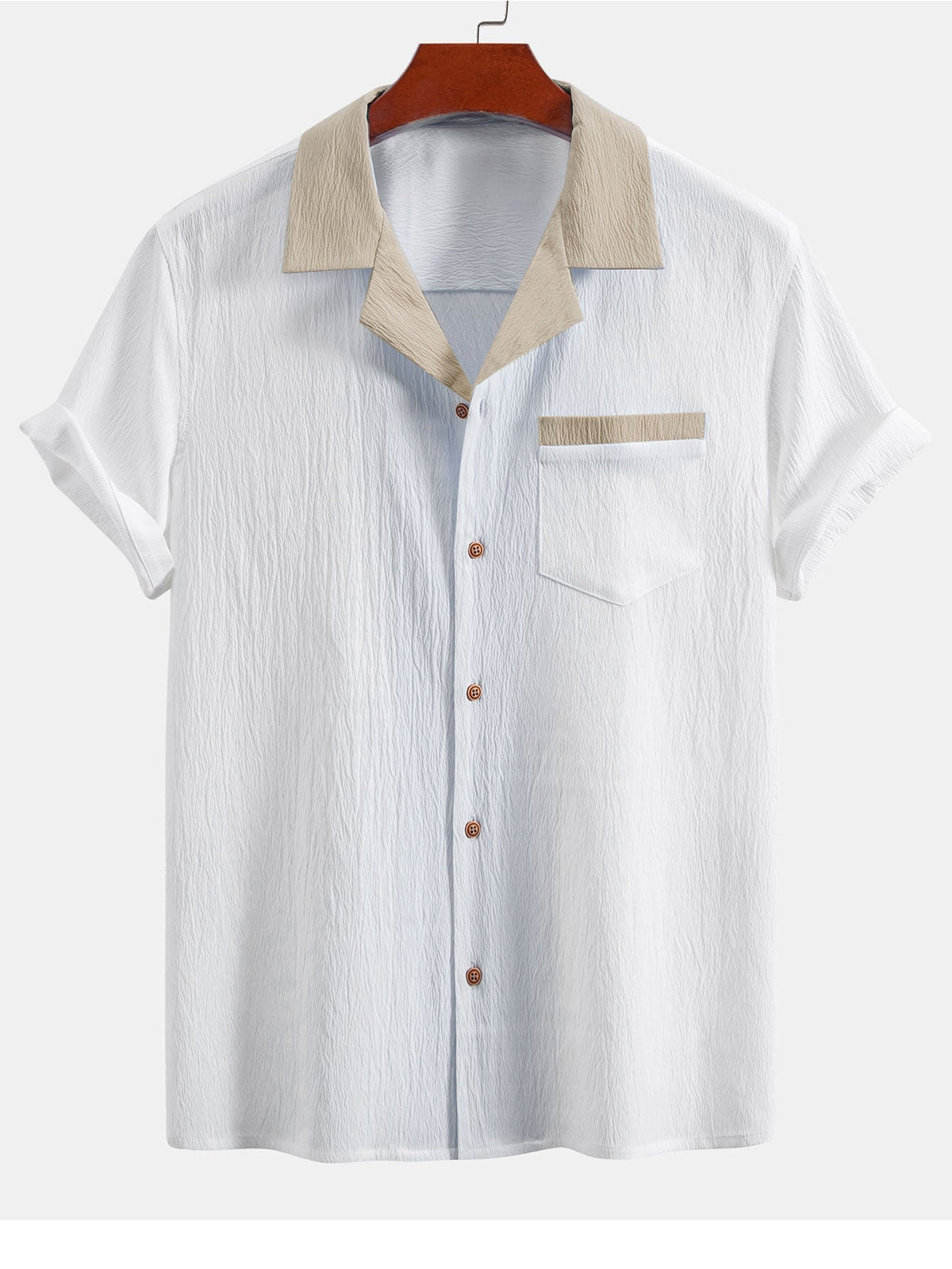 Men's Contrast Texture Shirt and Trouser Set – Cuban Collar