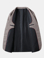 Men's Fine Check wool-blend Look Blazer with Notched Lapels