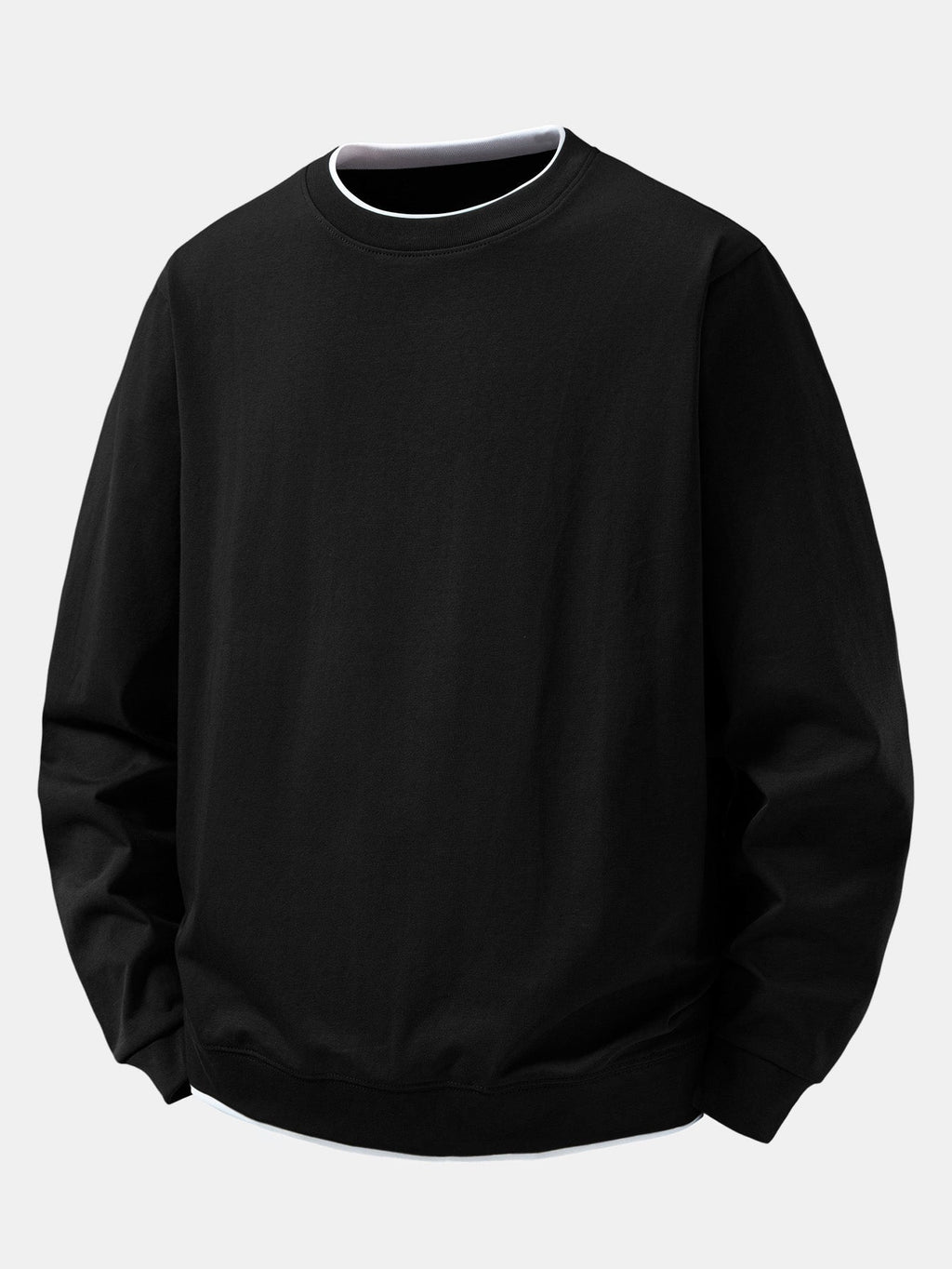 Men's Cotton Blend Layered Crew Neck Sweatshirt