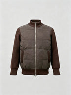 Men's Bomber Jacket with Patchwork Design