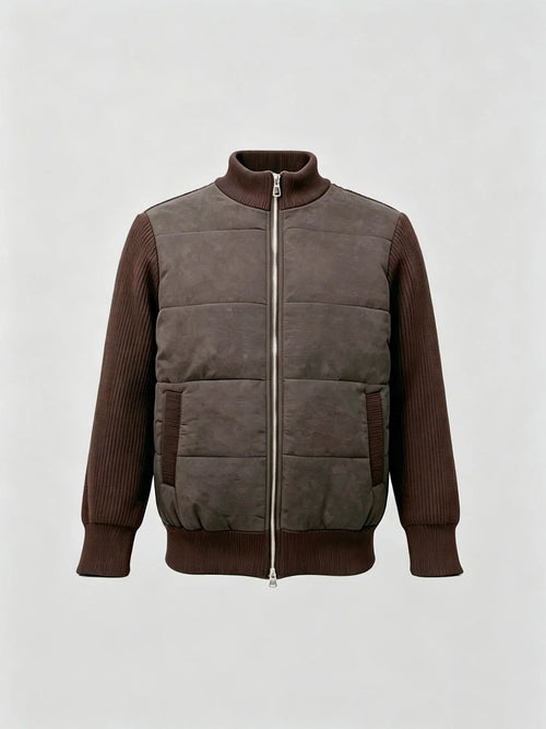 Men's Bomber Jacket with Patchwork Design