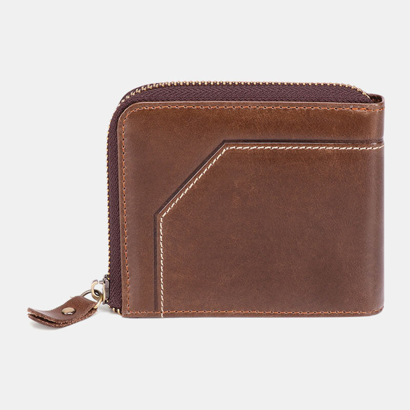 Men's leather-look RFID Wallet – Vintage Zip-Around Bifold