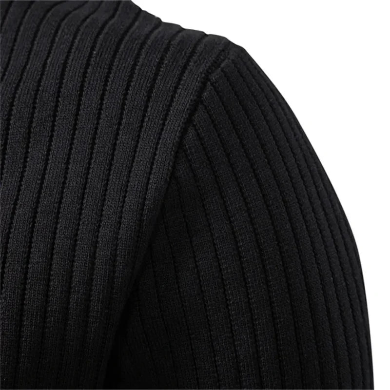 Men's Ribbed Henley Knit Jumper – Button Neck