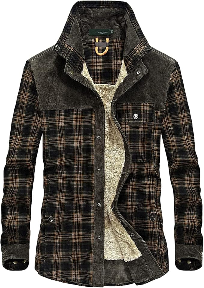 Men's Printed Field Jacket – Borg-Lined Cotton-Blend Outerwear