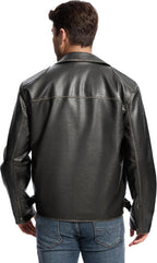 Men's Vintage-Inspired Faux-Leather Collared Jacket