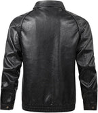 Men's Leather-Look Zip-Up Jacket – Slim-Fit Collared Short Layer