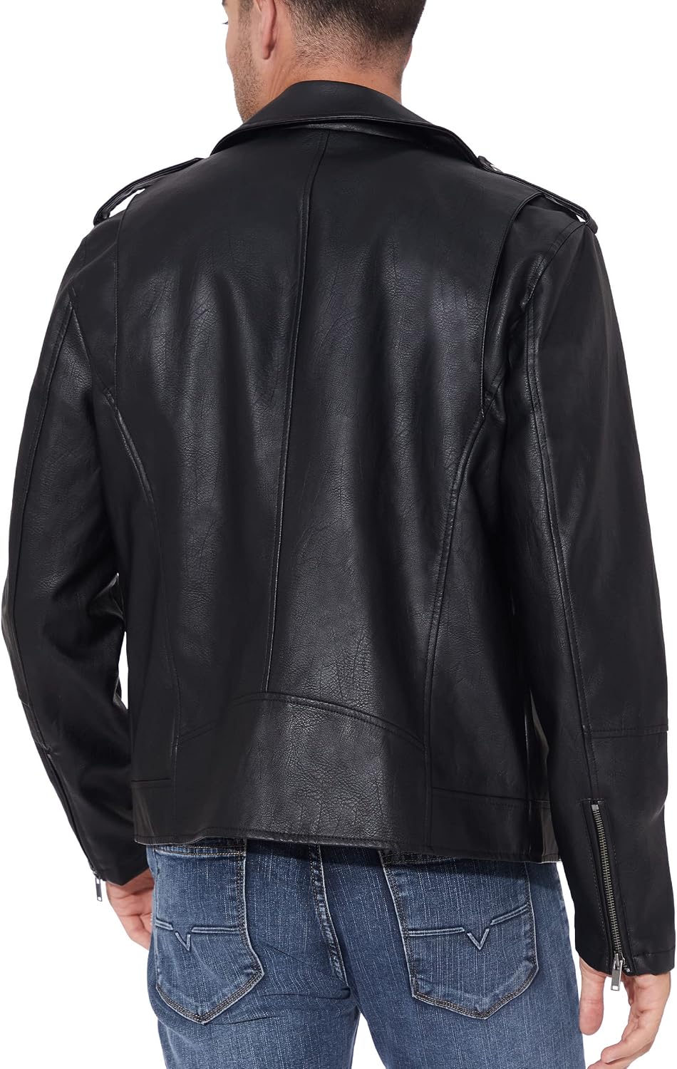 Men's Asymmetric Faux-Leather Biker Jacket