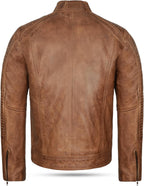Men's Distressed leather-look Biker Jacket