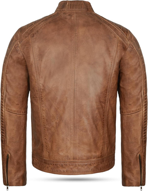 Men's Distressed leather-look Biker Jacket