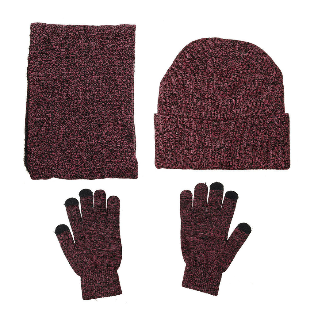Men's Knitted Winter Accessory Set – Warm Beanie Neck Warmer