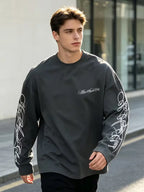 Men's Crew-Neck Longsleeve with Script Graphics – Six Colours