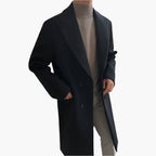 Men's Double-Breasted Overcoat with Notched Lapels