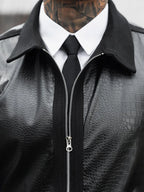 Men's Bomber Jacket with Collared Neckline