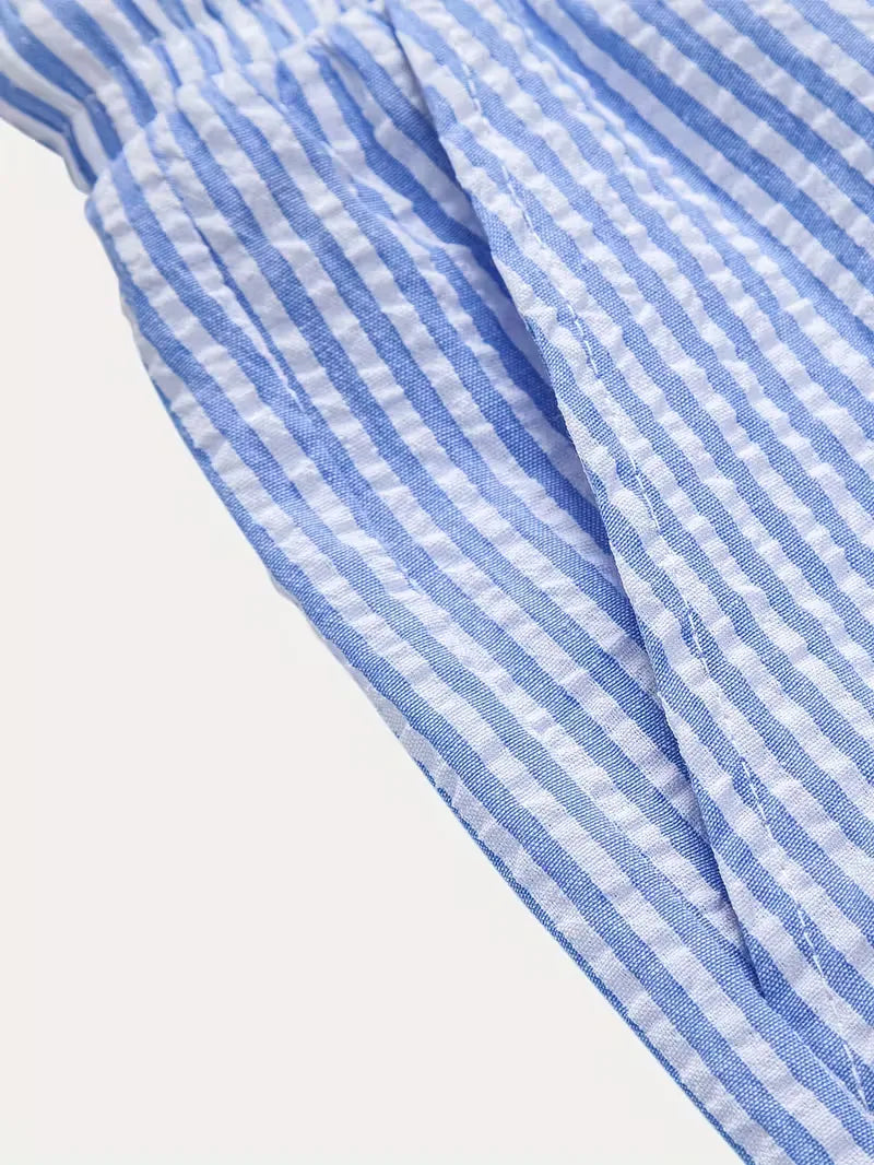 Men's Striped Shirt and Shorts Summer Set