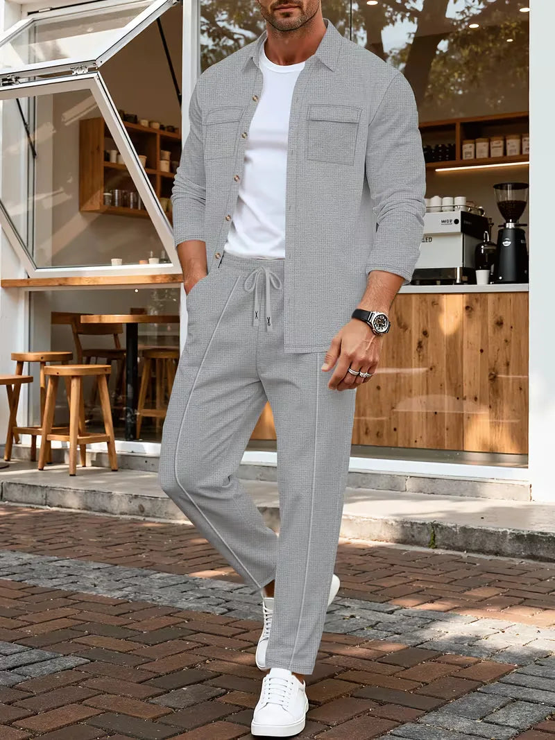 Men's Button-Up Bomber Jacket with Chest Pockets