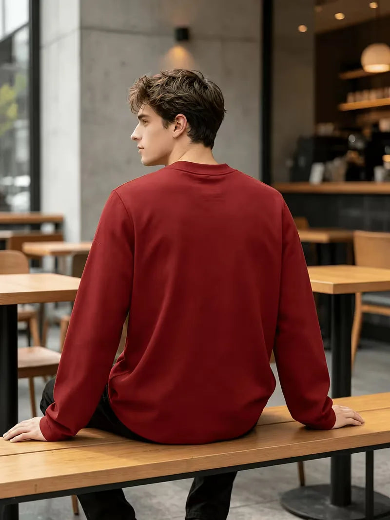Men's Crew-Neck Longsleeve with Script Graphics – Six Colours
