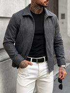 Men's Bomber Jacket with Collared Neckline