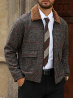 Men's Bomber Jacket with Collared Neckline