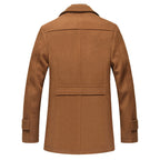 Men's wool-blend Winter Coat – Stand-Collar Button-Front Overcoat