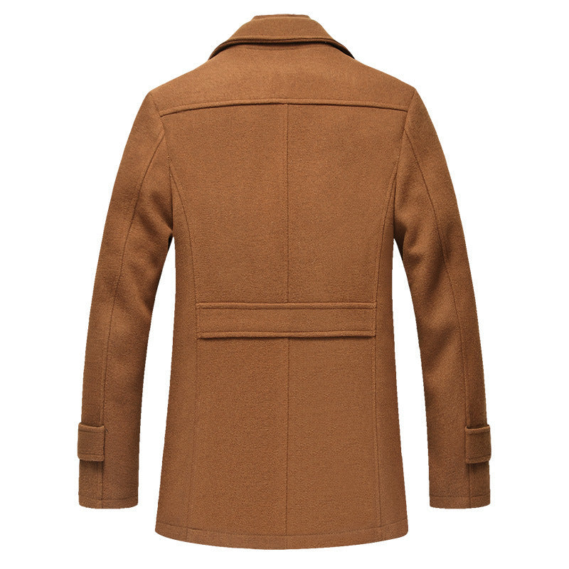 Men's wool-blend Winter Coat – Stand-Collar Button-Front Overcoat