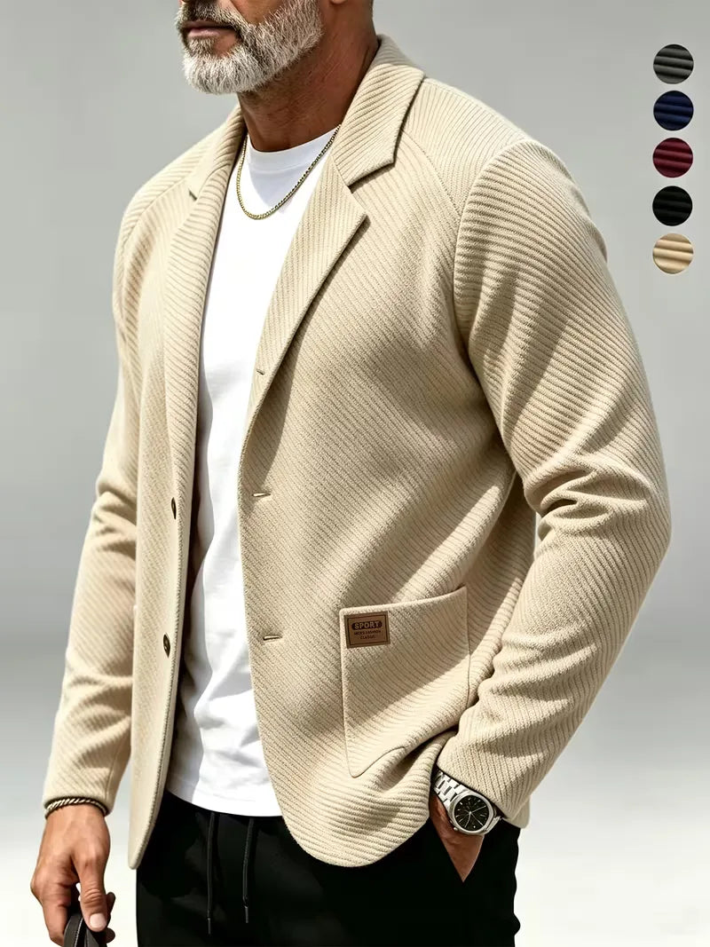Men's Blazer with Knitted Texture