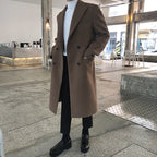 Men's Double-Breasted Overcoat with Notched Lapels