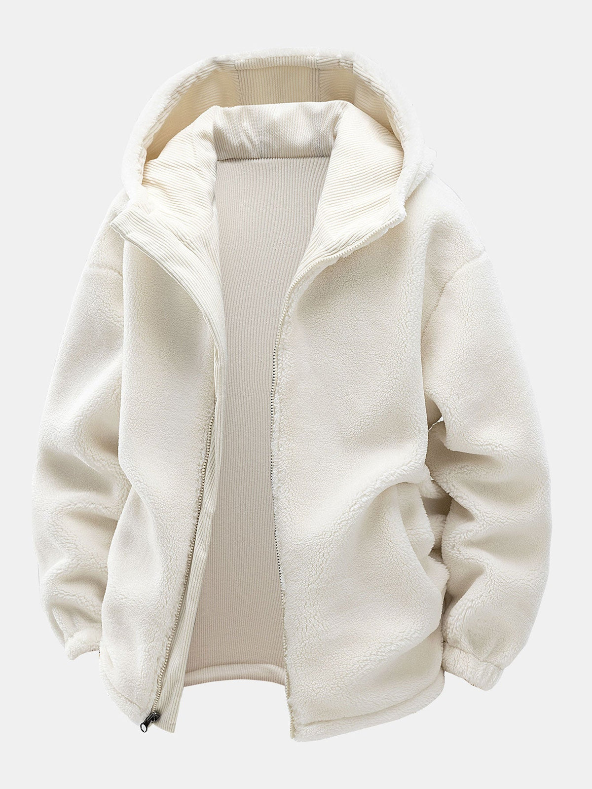 Men's Reversible Corduroy Hooded Jacket with Teddy Fleece