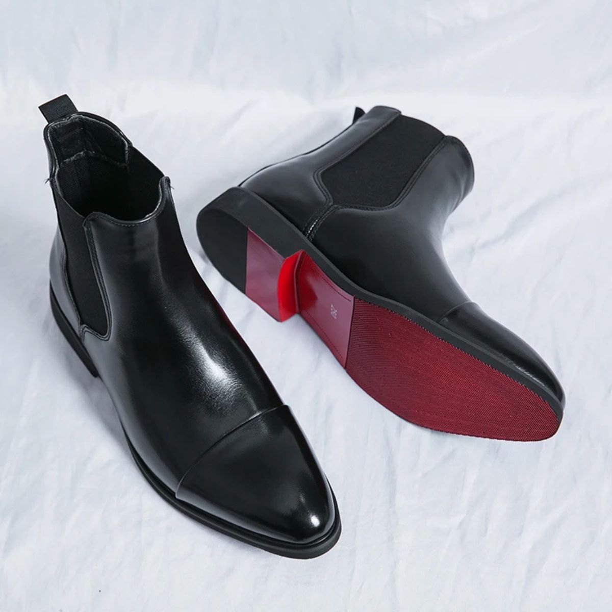 Men's Chelsea Boots – Elastic Side Panels, Red Sole