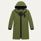 Men's Waterproof Longline Rain Jacket – Hooded, Windproof