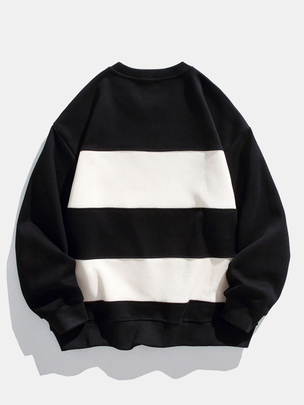 Men's Colour Block Crew Neck Sweatshirt – Relaxed Fit Cotton Blend Pullover