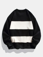 Men's Colour Block Crew Neck Sweatshirt – Relaxed Fit Cotton Blend Pullover