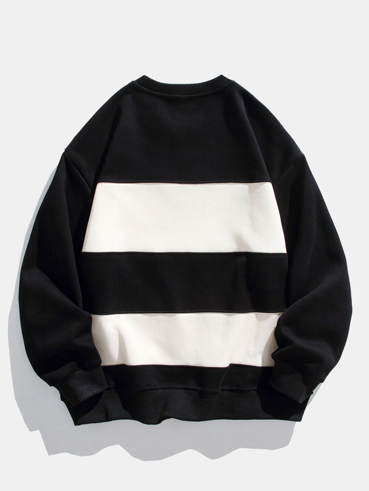 Men's Colour Block Crew Neck Sweatshirt – Relaxed Fit Cotton Blend Pullover
