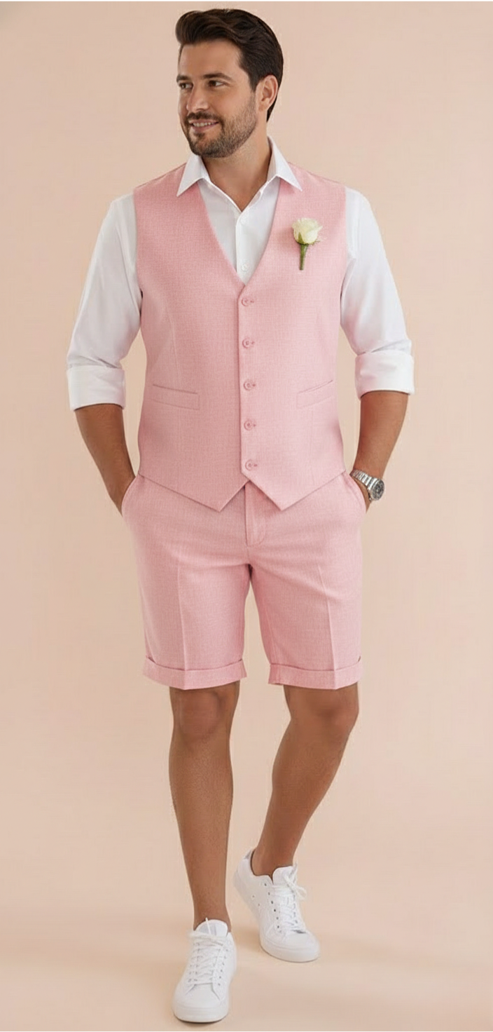Men's Tailored Waistcoat and Shorts Set – Smart Casual Summer Outfit