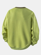 Men's Striped Waffle Crew Neck Sweatshirt