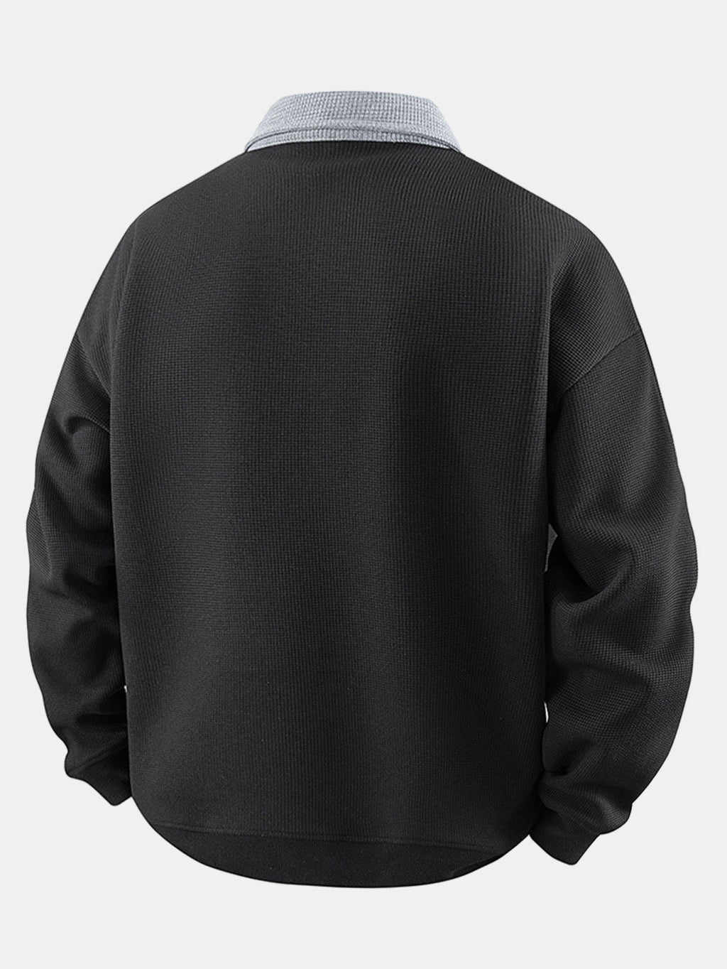 Men's Waffle Textured Quarter-Zip Polo Sweatshirt