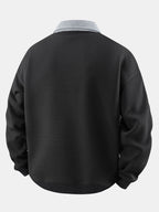 Men's Waffle Textured Quarter-Zip Polo Sweatshirt