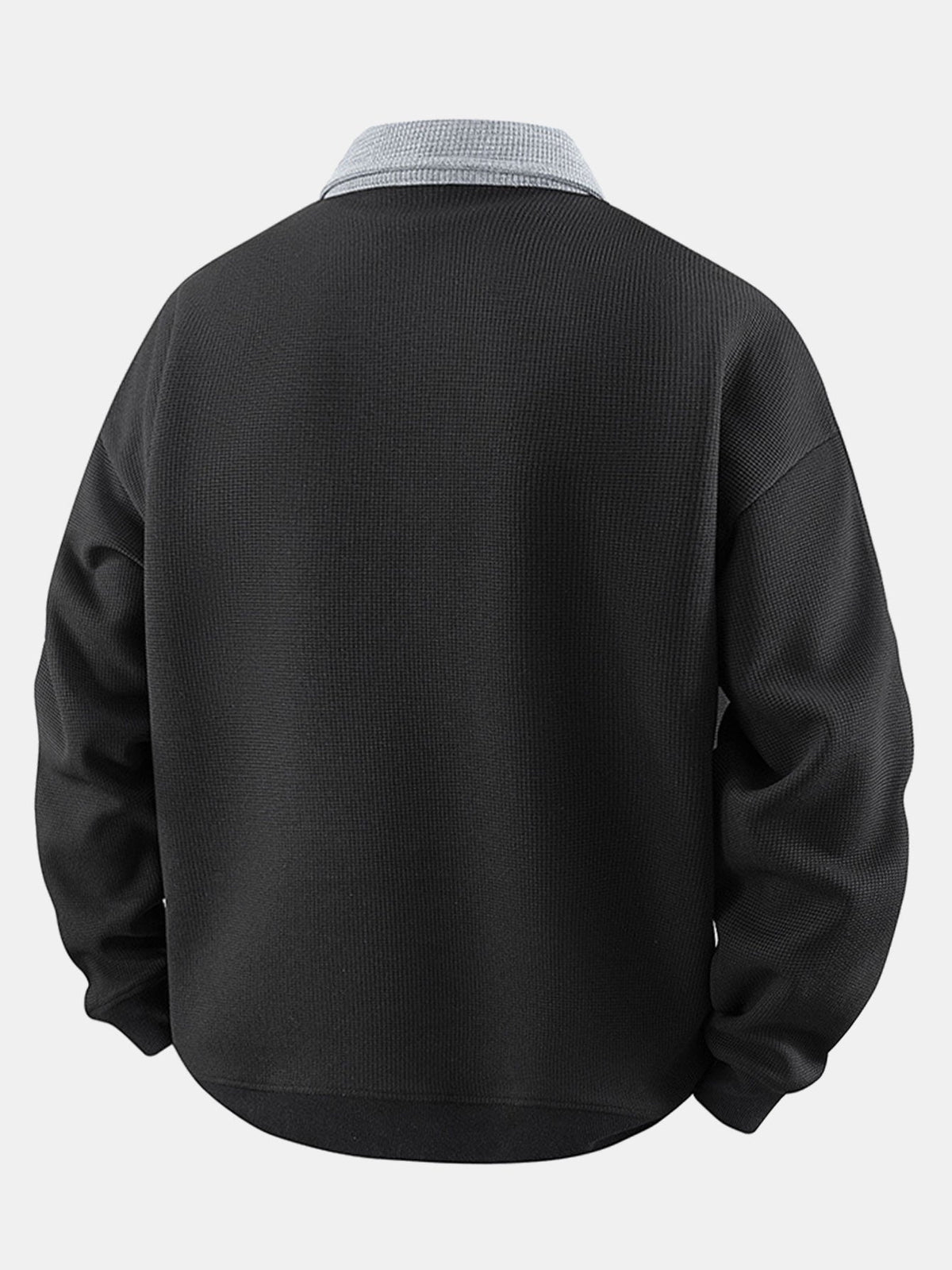 Men's Waffle Textured Quarter-Zip Polo Sweatshirt