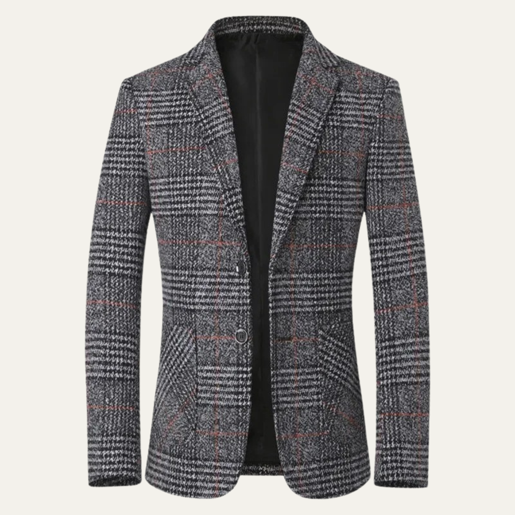 Men's Slim-Fit Check Tweed-Style Blazer