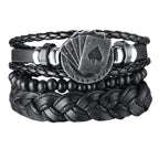 Men's Braided leather-look Wrap Bracelet Set