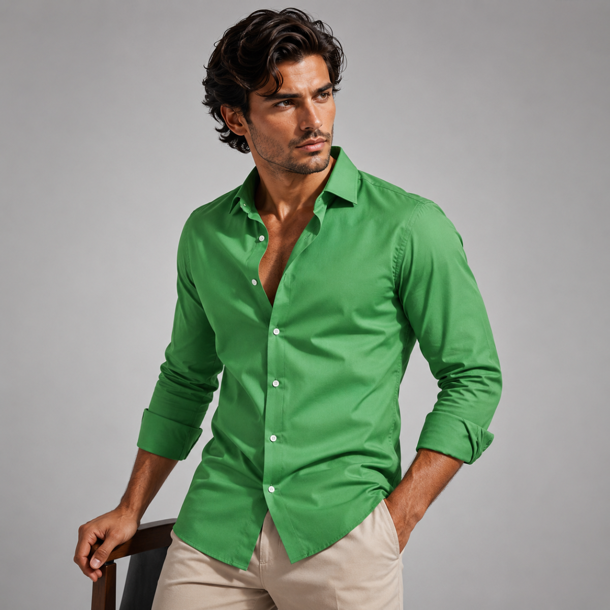 Men's Slim-Fit Stretch Dress Shirt – Wrinkle-Resistant